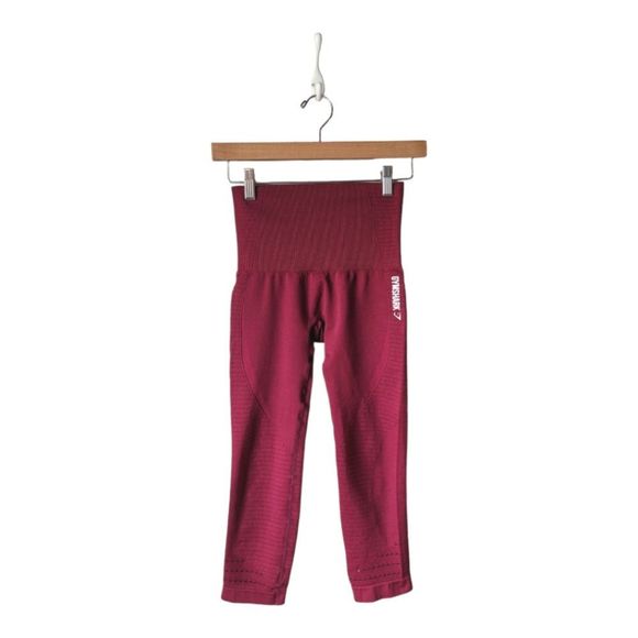 Gymshark Energy Seamless Cropped Leggings in Berry Red women's sz XS - Picture 9 of 15